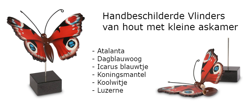Vlinder mini urnen van hout