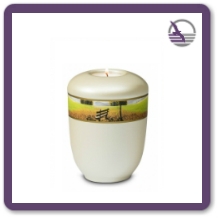 keramiek mini urnen met waxine en decorband
