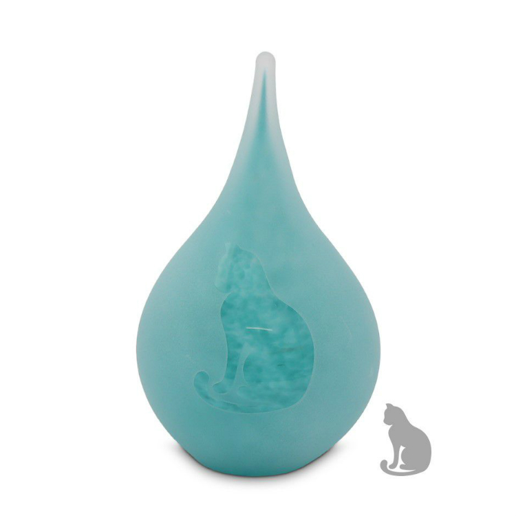 druppel urn opake-turquoise 19cm: poes