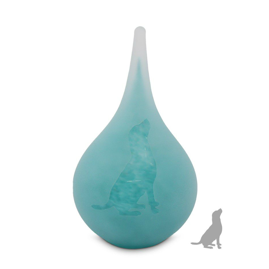 druppel urn opaque-turquoise 19cm: poes