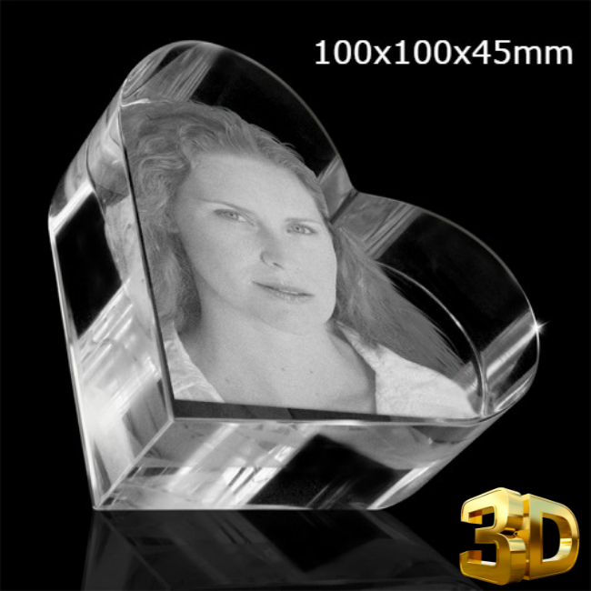 fotoglas Hart 100x100mm met 3D gravure vanaf € 125,-