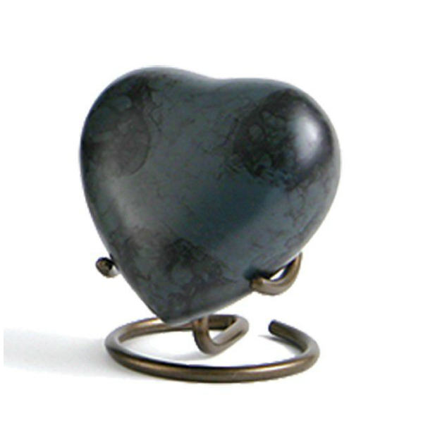 hart mini urn Glenwood Grey Marble met zilverkleur