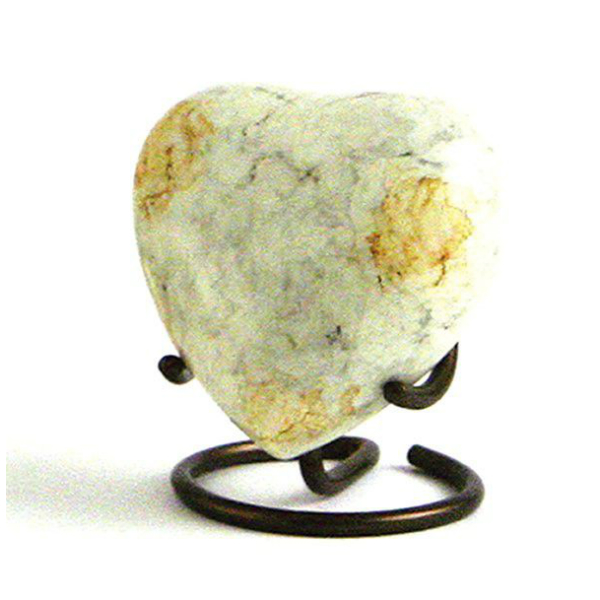 hart mini urn Glenwood White Marble met zilverkleur