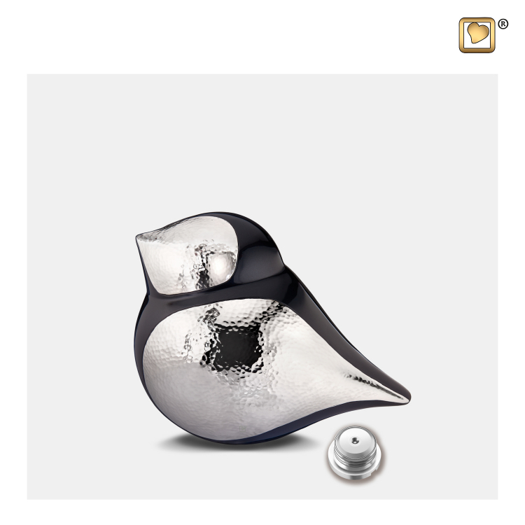 SoulBird mini urn in zilverkleur K560