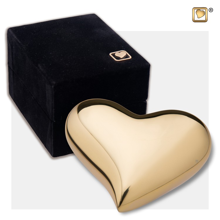Hart urn in goudkleur -glanzend- K602