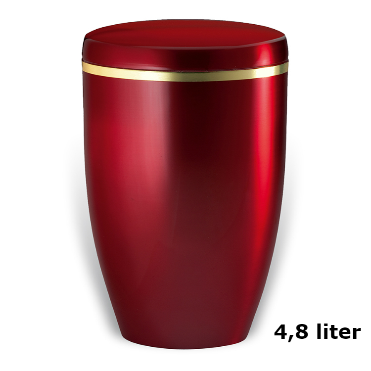 Urn van edelstaal Bordeaux-rood met goudkleurband (4800ml)