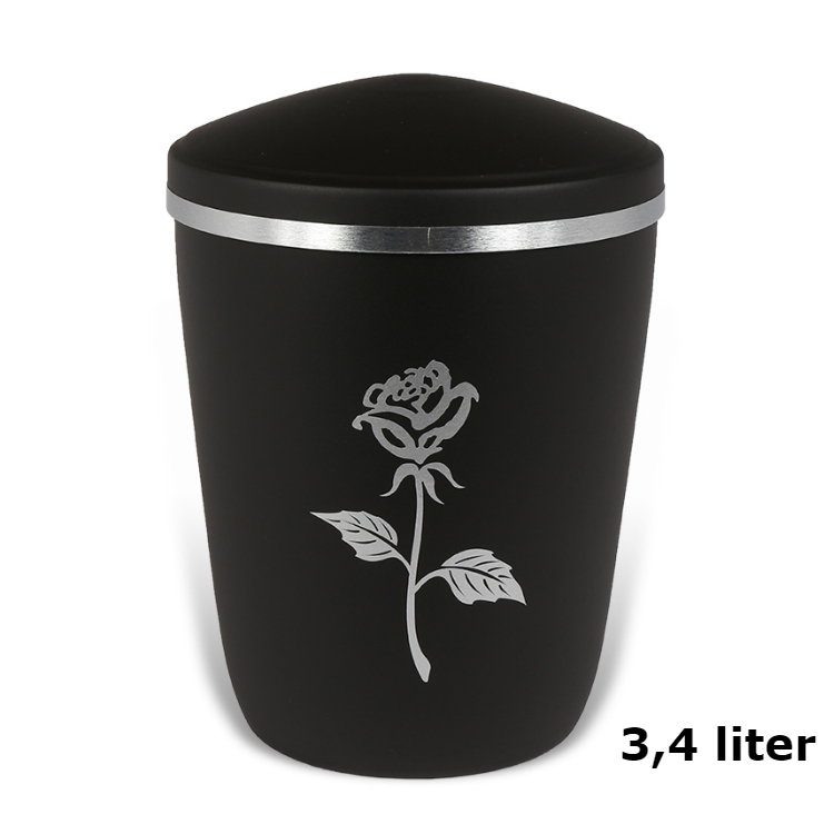 urn van edelstaal met roos (3400ml)