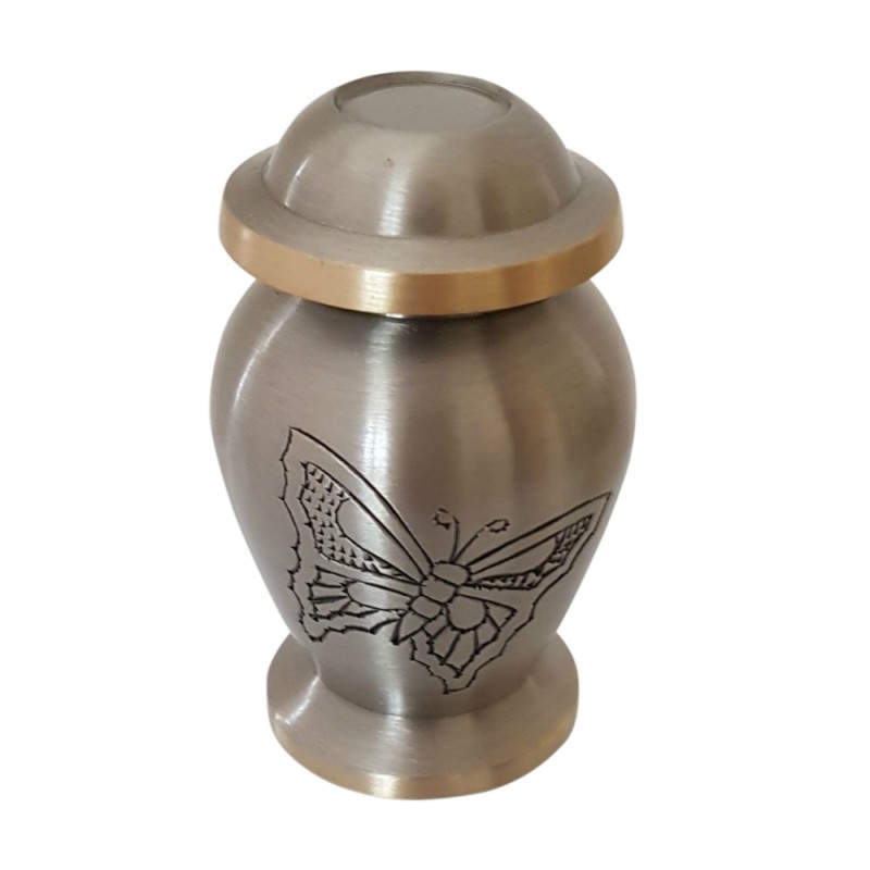 mini urn met vlinder zilver- goudkleurig
