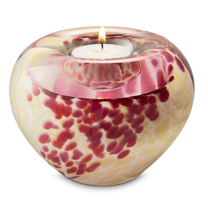 T-light urn van glas: rosé met beige