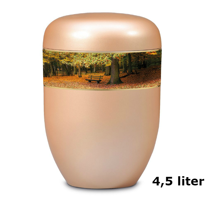 urn van edelstaal parelmoer-abrikoos met Boslandschap (4500ml)