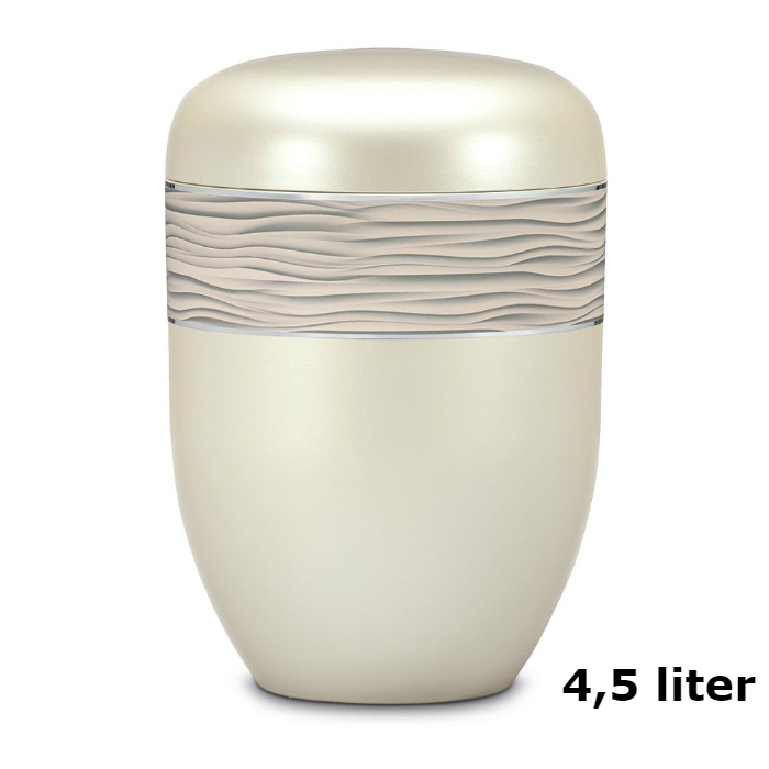urn van parelmoer-wit edelstaal met Golvende Zee (4500ml)