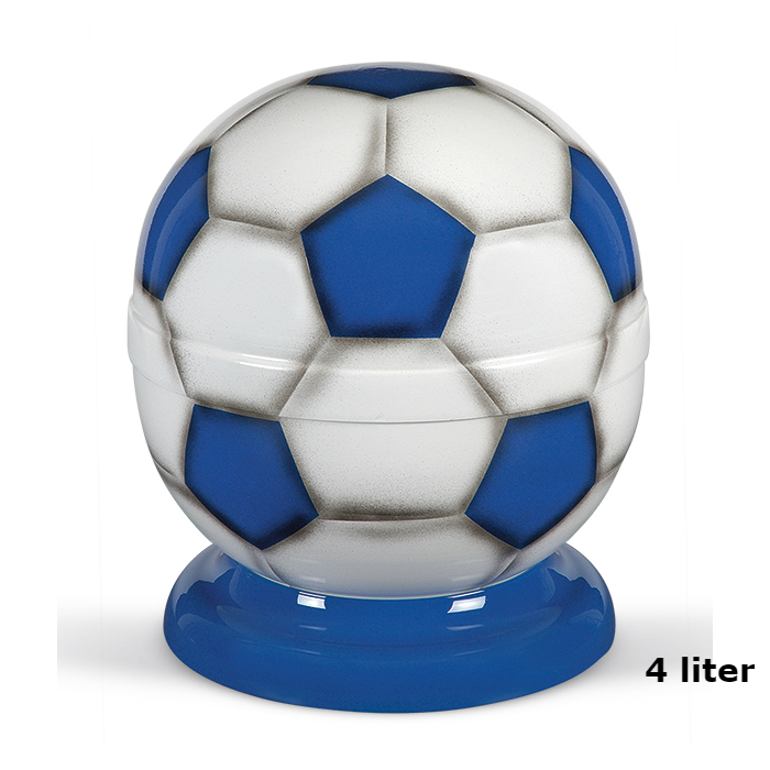 Voetbal urn van edelstaal Blauw-Wit (4000ml)