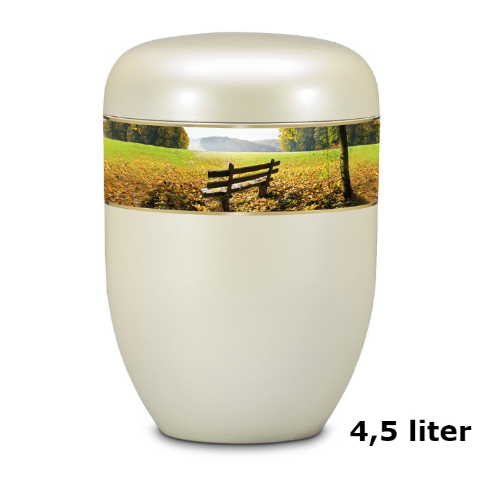 urn van wit-parelmoer edelstaal met Parklandschap (4500ml)