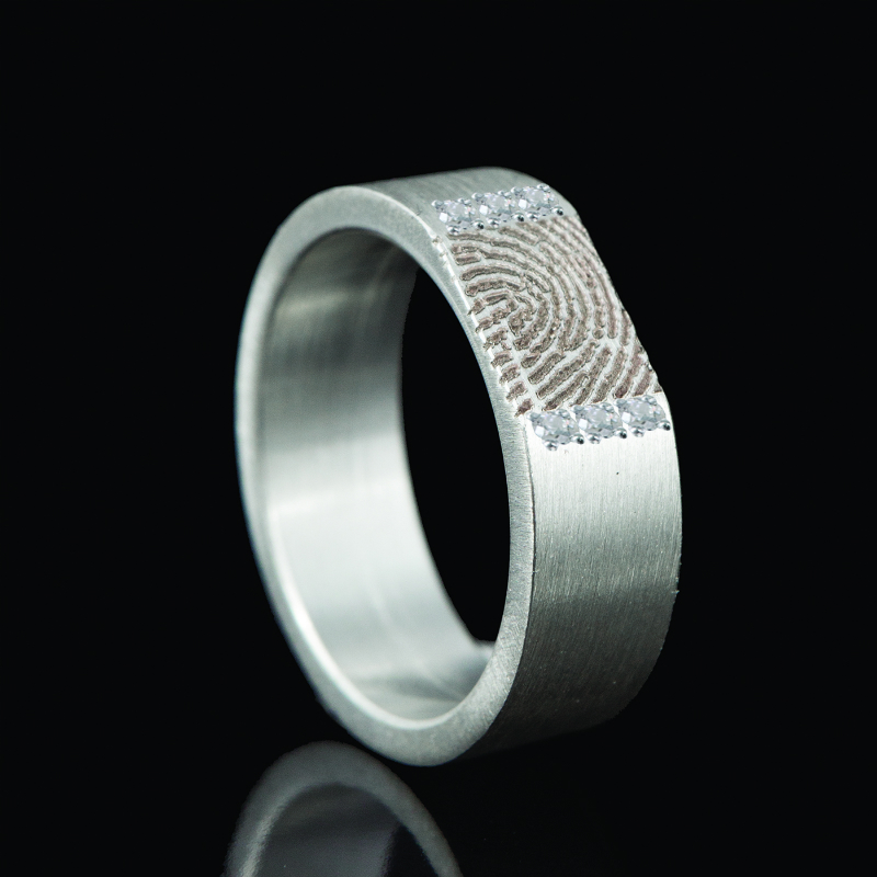 ring Sterling zilver met vingerafdruk + 6x zirkonia