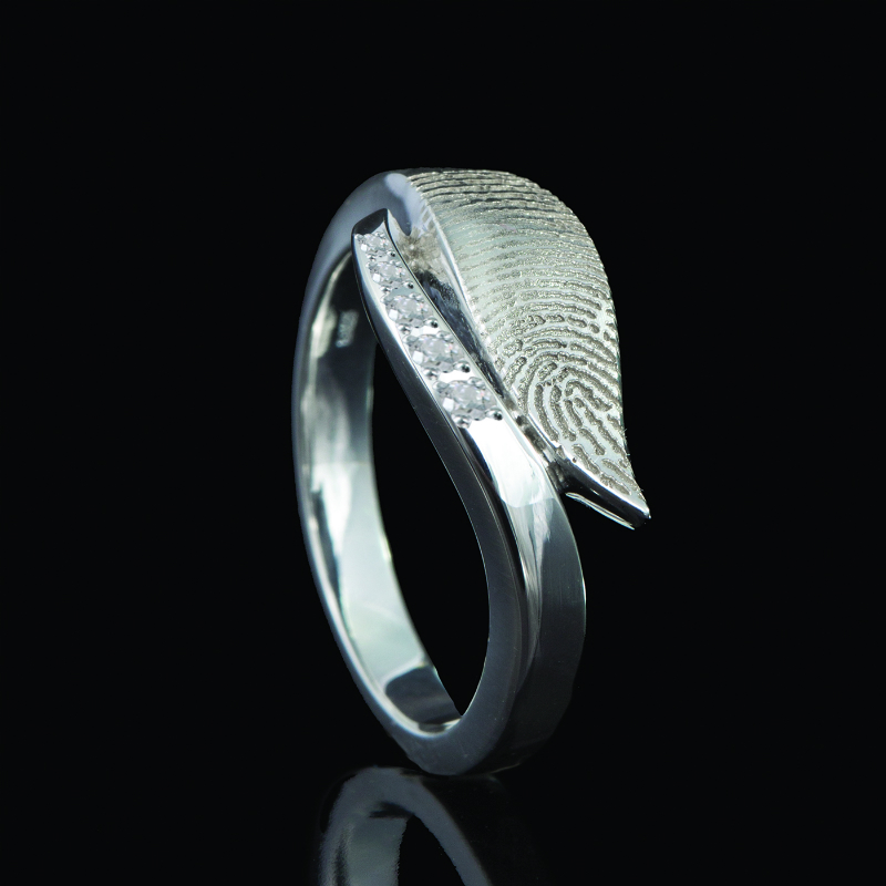 ring Sterling zilver met vingerafdruk + zirkonia