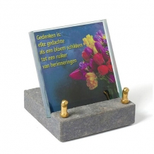 FotoGlas 12x12cm: Gedenken is: elke gedachte als een bloem schikken