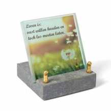 FotoGlas 12x12cm: Leven is: vast willen houden en toch los moeten laten