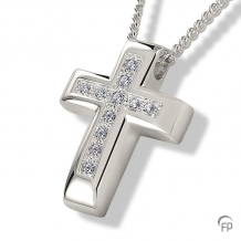 Ashanger Kruis in Sterling zilver 26x20mm + zirkonia
