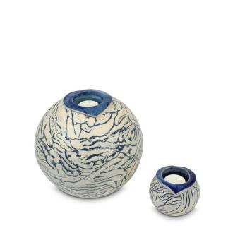 Ares urnen set in blauw keramiek + waxine