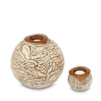 Ares urnen set in beige keramiek + waxine