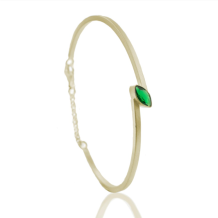 Armband in 2mm 14k geelgoud met askamer achter Smaragd