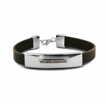 Armband in zilver met lederen bandje + askamer