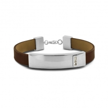 Armband in zilver met lederen bandje + askamer