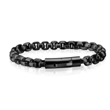 Schakelarmband zwart edelstaal met Schroefdopje | Breed 9mm