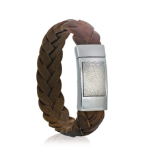 lederen armband L074-605 gevlochten bruin