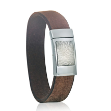 lederen armband L074-731 ruw bruin