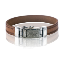 lederen armband L082-111 bruin met strepen