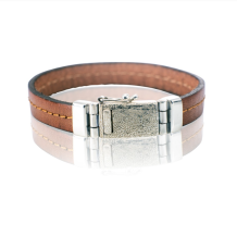 lederen armband L082-108 bruin stiksel