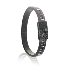 lederen armband L086-121 zwart met stiksel