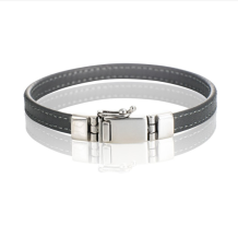 lederen armband L081-802 grijs