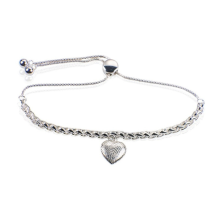 Verstelbaar gevlochten armband met hartje met afdruk