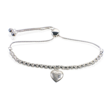 Verstelbaar gevlochten armband met hartje met afdruk  + zirkonia