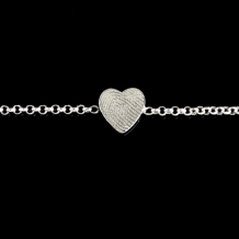 Armband in zilver met vingerafdruk op Hart