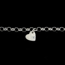 Armband in zilver met vingerafdruk op Hart en zirkonia