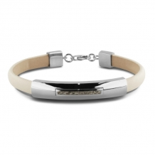Armband in zilver met lederen bandje + askamer voor Dames