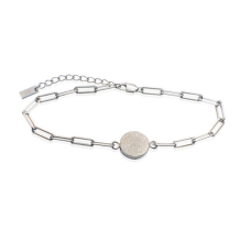 Verstelbare armband met paperclip schakels en ronde hanger met afdruk