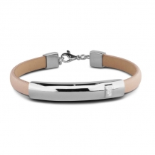 Armband in zilver met lederen bandje + askamer voor Dames