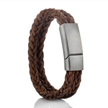 lederen armband L091-307 dubbelbruin