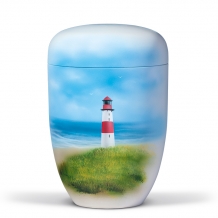 Urn (natuurvriendelijk) met airbrush Crème-wit: Vuurtoren (4500ml)