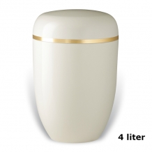 Urn edelstaal Crème-Wit met gouden band (4000ml)