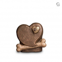 Dieren-urn van keramiek: Hart met pootafdruk