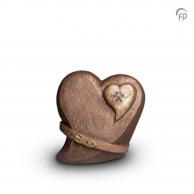 Dieren-urn van keramiek: Hart-in-Hart met halsband