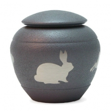 Silhouette Rabbit dieren urn met konijn in zilverkleur