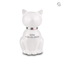 Poes urn Lena in wit metaal (600ml)