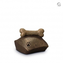 Dieren-urn van keramiek: Kluif met pootafdruk
