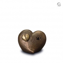 Dieren-urn van keramiek: Gebroken Hart met pootafdruk